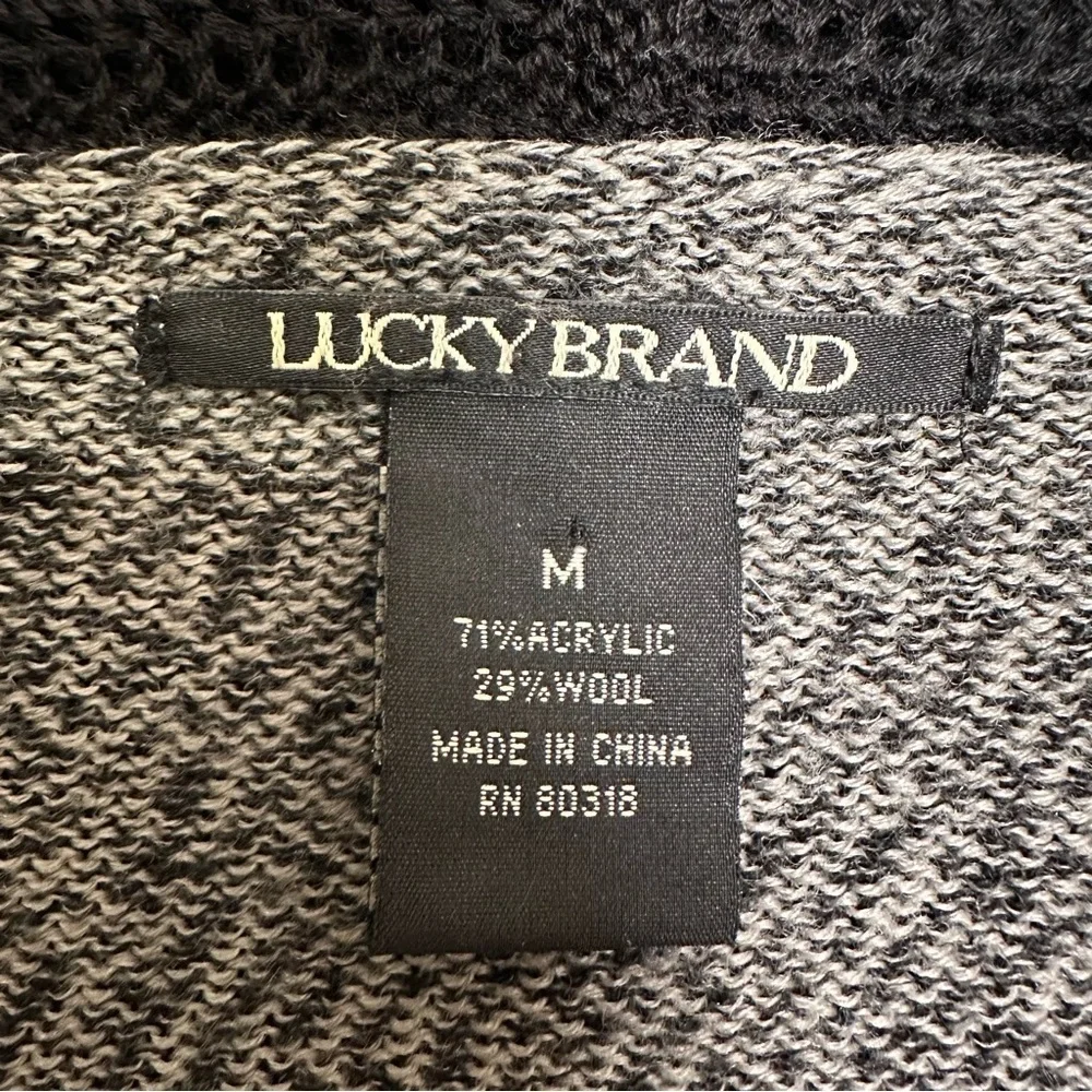 Lucky Brand Women’s MED Black & Gray Knit Wool Blend Cardigan - Picture 7 of 7